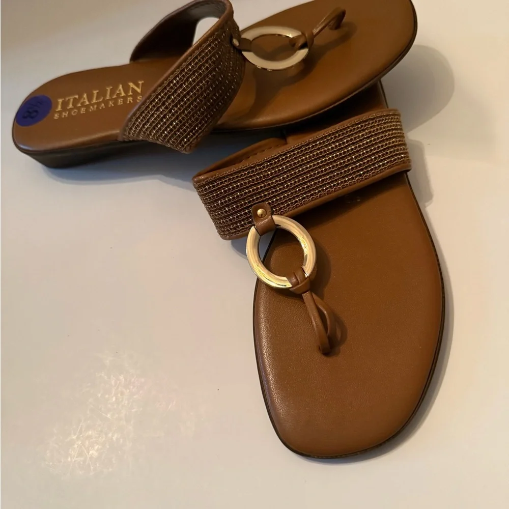 Italian Shoemakers Brown Ring-Accent Women's Sandals Size 8.5 NEW